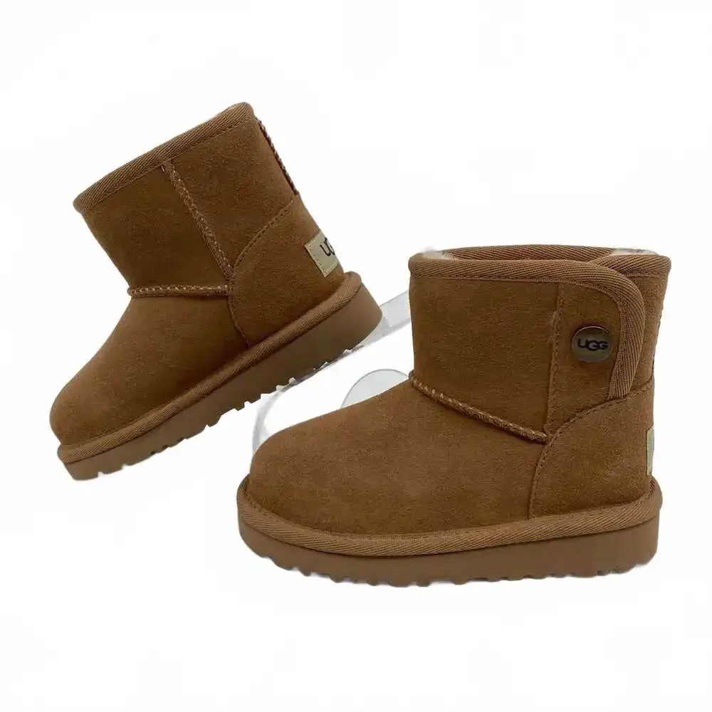 UGG Brown Suede Booties | 8T Girls Bootie Wool Lining